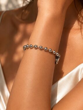 Plunder Silver Ball Bead Bracelet - Silver tone stainless steel